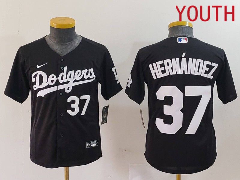 Youth Los Angeles Dodgers #37 Hernandez Black Nike Game 2024 MLB Jersey style 7243->youth mlb jersey->Youth Jersey